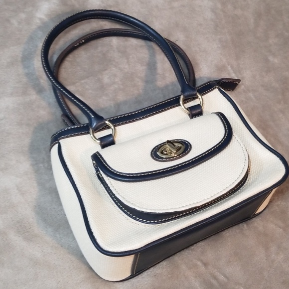 Etienne Aigner Bags Etienne Aigner Cream And Navy Purse Poshmark